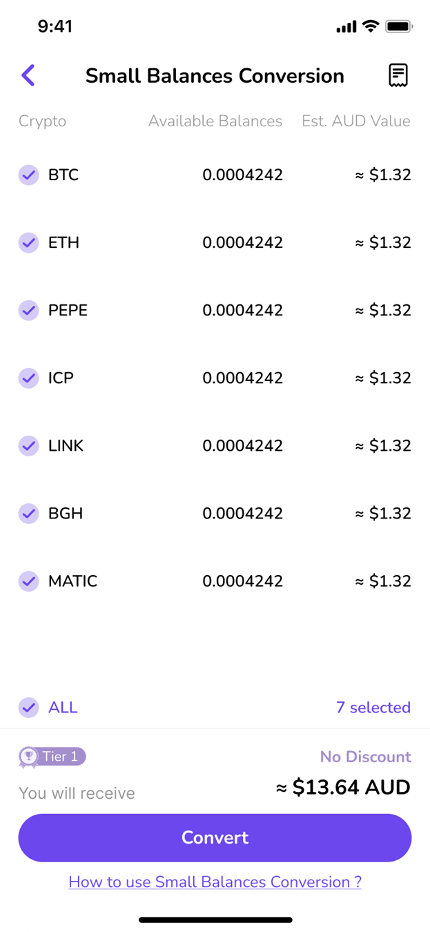 Converting Small Balances on Virgo AU – Virgo Australia Support